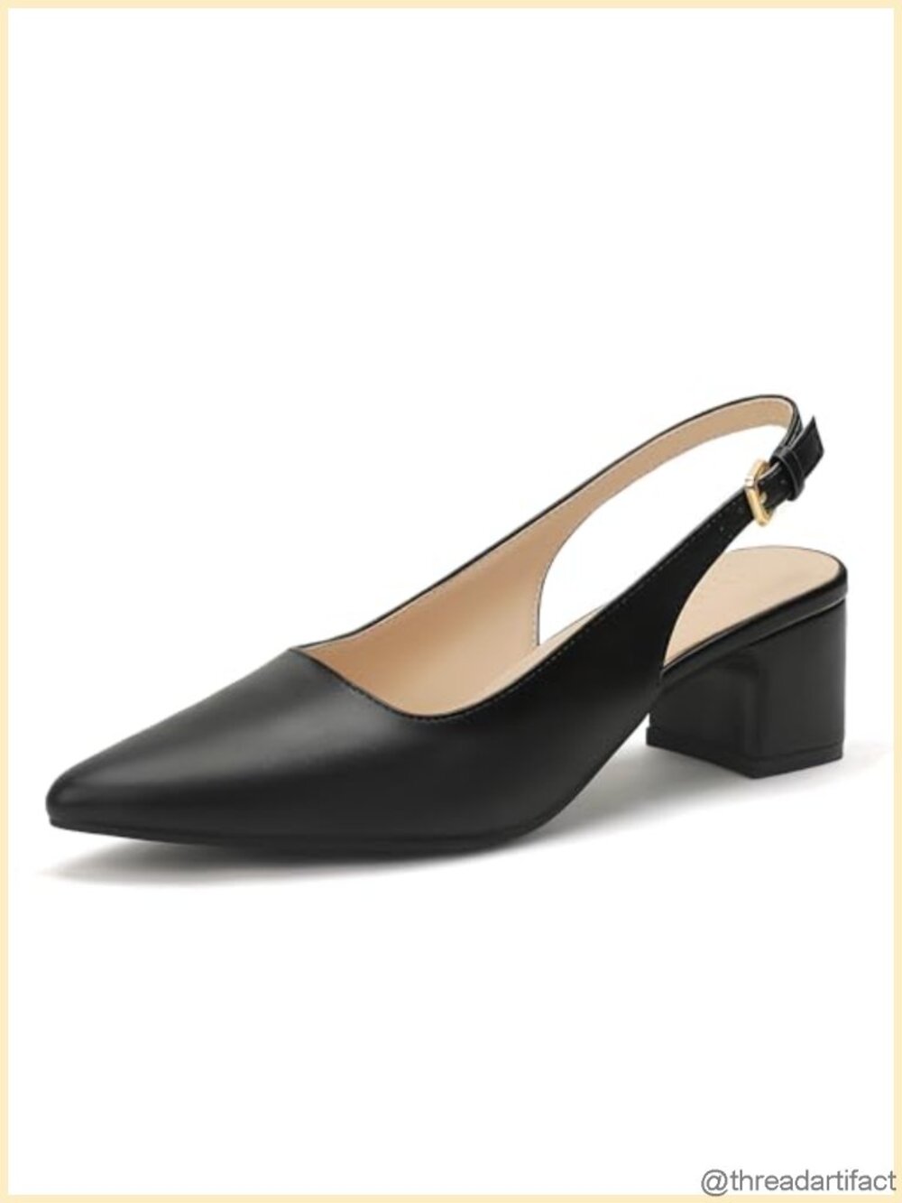 Slingback Low Chunky Block Heels Pointed Toe Pumps